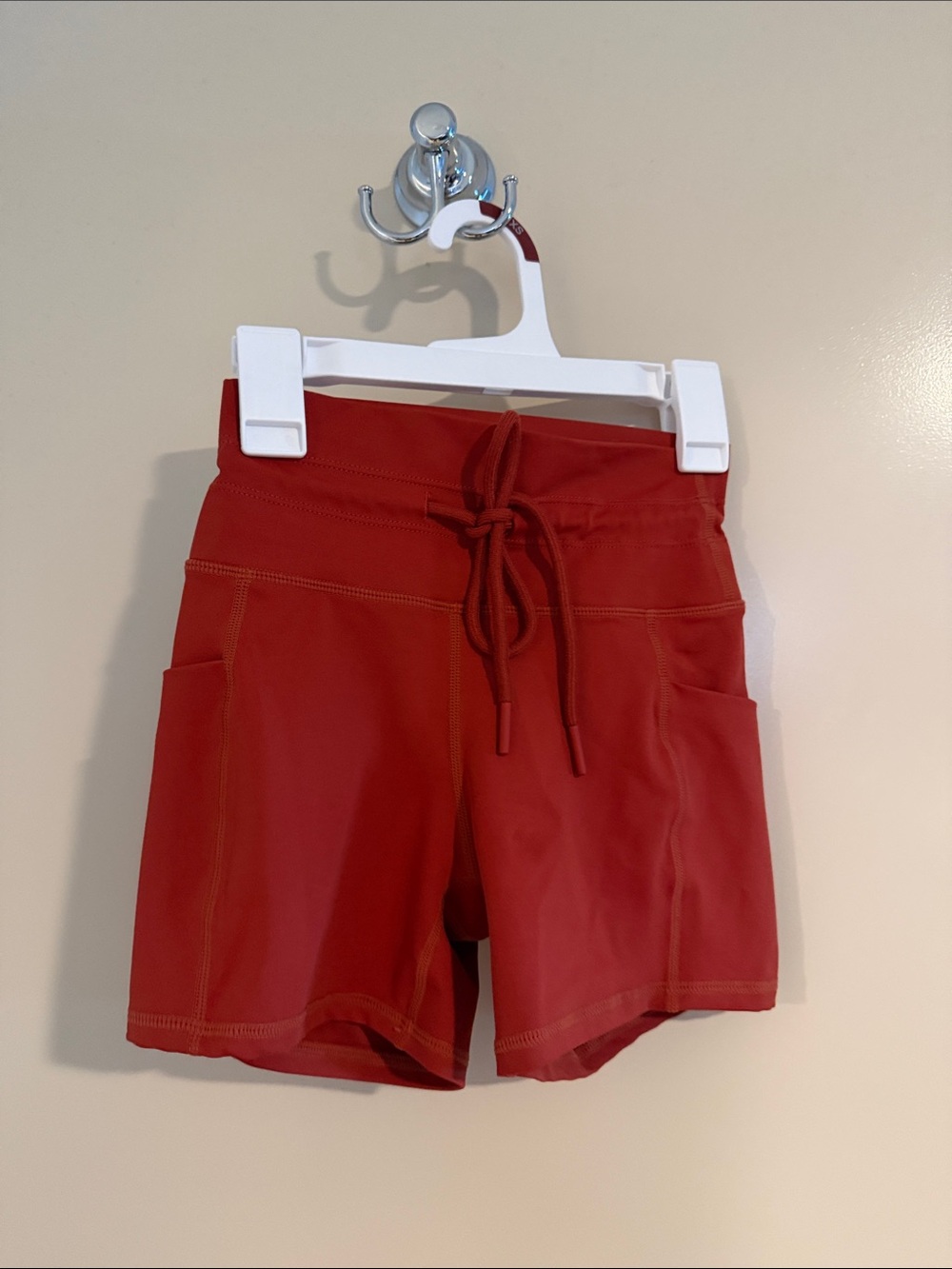 💜5 for $25 Senita Athletics Red Orange High-Rise Drawstring Athletic Shorts